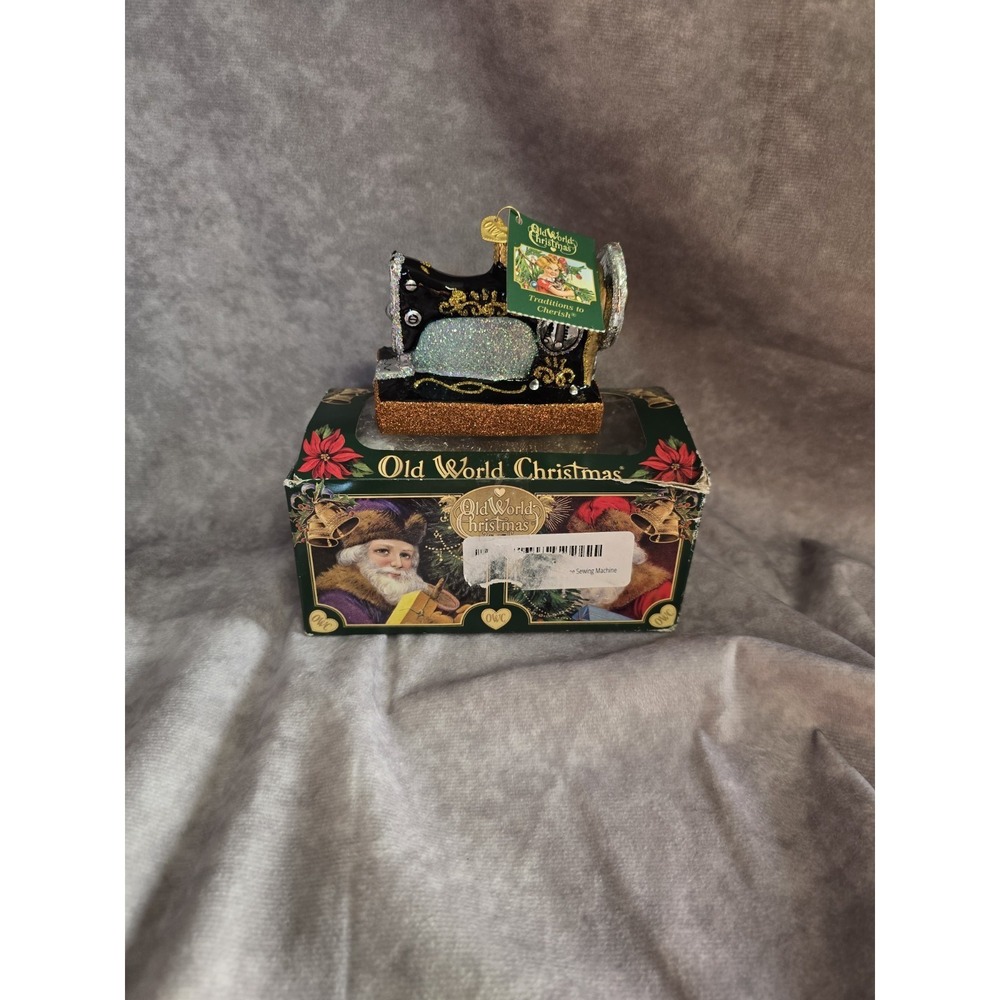 Sewing Machine Glass Old World Christmas Ornament